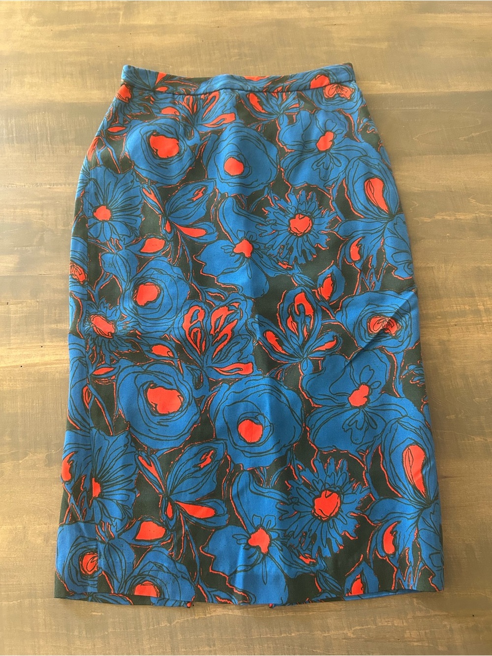 Tracy Reese Blue & Red Floral Pencil Skirt
